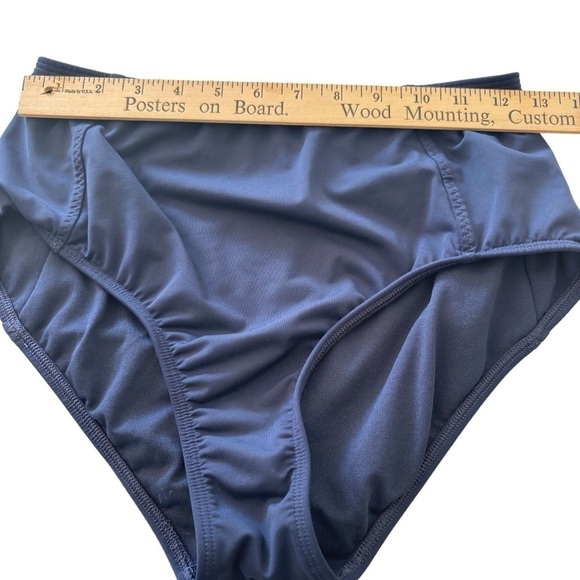 Athlete High Waisted Bikini Knot Scoop Neck Swimsuit Two Pieces Small Navy Blue - Picture 10 of 13